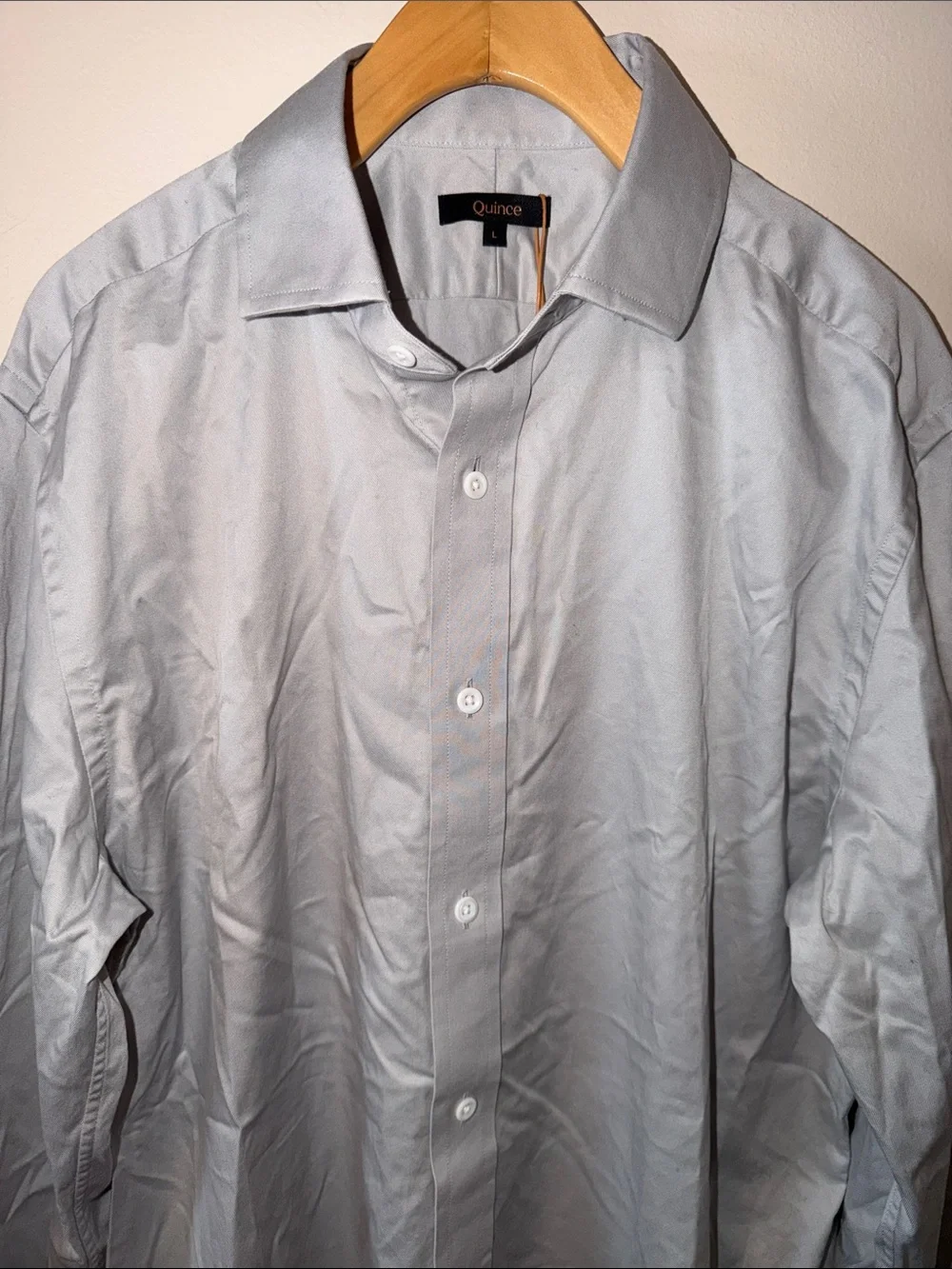 Quince Organic Cotton Stretch Twill Dress Shirt in Light Gray Size L